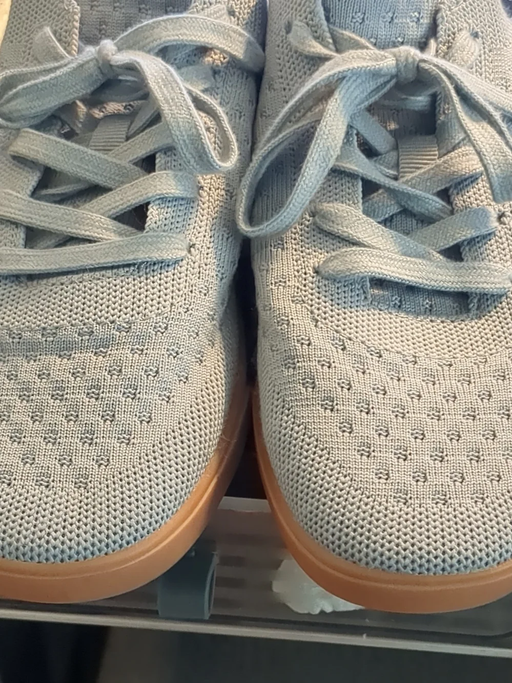Suavs Women's Gray Knit Lace-Up Sneakers with Gum Sole